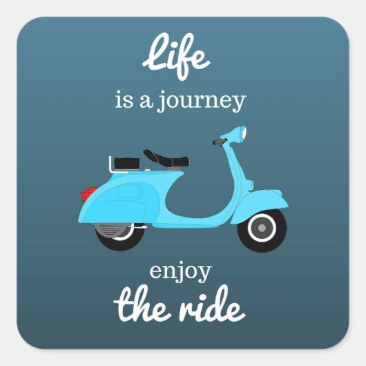Het Inspirerend Citaat Blauwe Ombre van het leven Vierkante Sticker (Voorkant)