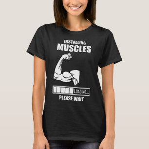 Het installeren van spieren aub wachten gym bodybu t-shirt