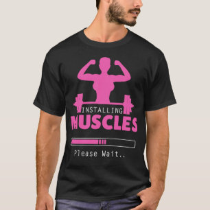 Het installeren van Spieren Bodybuilder Gym Fitnes T-shirt