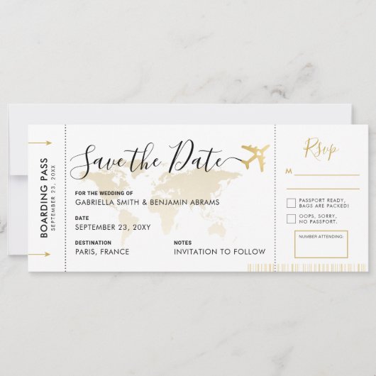 Het instappen Pass sparen de Datum met in bijlage  Save The Date (Voorkant)