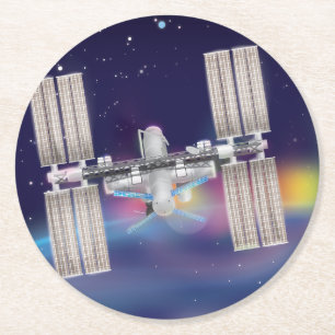 Het internationale ruimtestation ronde kartonnen onderzetter