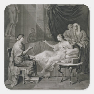 Het interview met Augustus en Cleopatra, gegraveer Vierkante Sticker