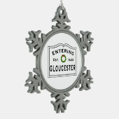 Het invoeren Gloucester Massachusetts Tin Sneeuwvlok Ornament (Links)