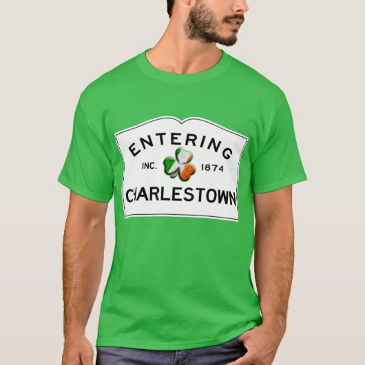 Het invoeren van Charlestown Road Sign Charlestown T-shirt (Voorkant)