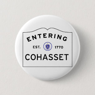 Het invoeren van COHASSET MASSACHUSETTS Street Sig Ronde Button 5,7 Cm