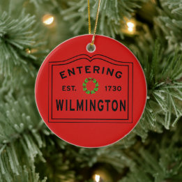 Het invoeren van Wilmington MA Kerstmis Keramisch Ornament