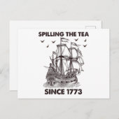 Het invullen van de thee sinds 1773, patriottisch, briefkaart (Voorkant / Achterkant)