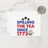 Het invullen van de thee sinds 1773, patriottisch, notitiekaartje (Voorkant / Achterkant in situ)