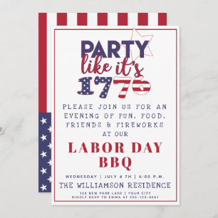 Het is 1776 American Flag Labor Day BBQ Kaart