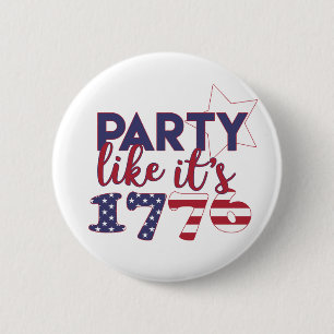 Het is 1776, Amerikaanse vlag Typografie Ronde Button 5,7 Cm