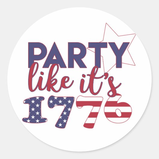 Het is 1776, Amerikaanse vlag Typografie Ronde Sticker (Voorkant)