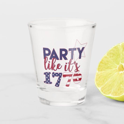 Het is 1776, Amerikaanse vlag Typografie Shot Glas (Voorkant)