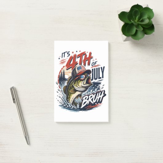 Het is 4 juli Baars Brute Vissen Post-it® Notes (Kantoor)