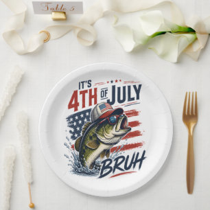 Het is 4 juli Bass Brute Vissen Papieren Bordje