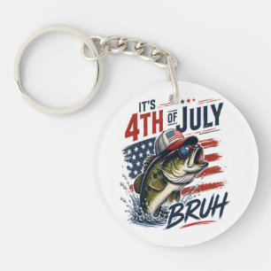 Het is 4 juli Bass Brute Vissen Sleutelhanger
