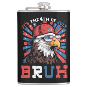 Het is 4 juli bro Bald Adelaar Patriottisch Heupfles
