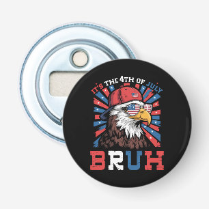 Het is 4 juli bro Bald Eagle Patriottisch Button Flesopener