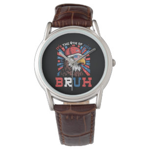 Het is 4 juli Bruh Amerikaanse Zeearend Patriottis Horloge