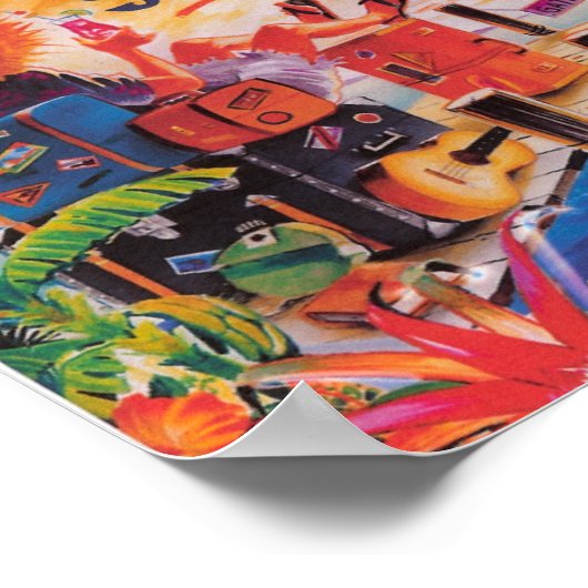 het is 5 uur ergens jimmy buffett parrot . poster (Hoek)