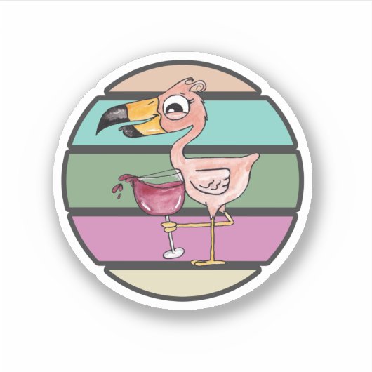 Het is 5 uur ergens roze flamingo sticker (Voorkant)
