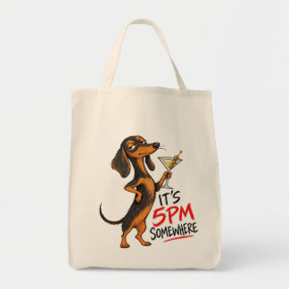 Het is 5 uur 'ergens' – Sassy Dachshund Martini Tote Bag