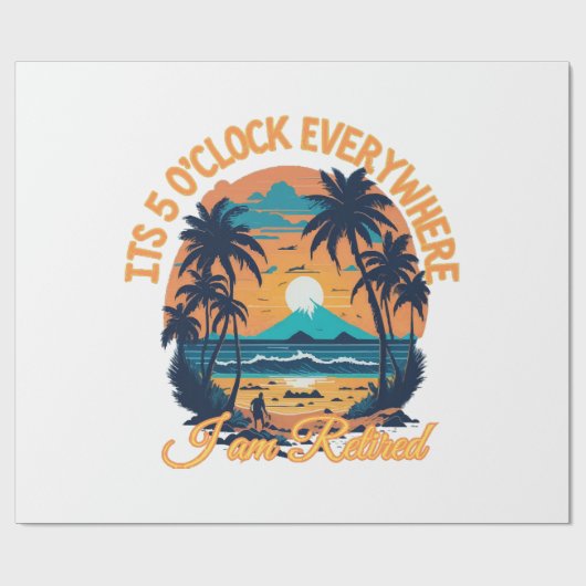 Het is 5 uur overal waar ik met pensioen ben cadeaupapier (Vlak)