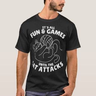 Het Is Allemaal Leuk Spel Tot De Kat Aanvalt Grapp T-shirt