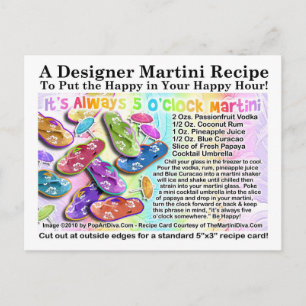 Het is altijd 5 uur 'Clock Tropical Martini Recipe Briefkaart