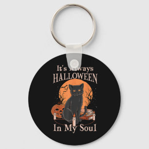 Het is altijd Halloween in mijn ziel pompoen kat g Sleutelhanger