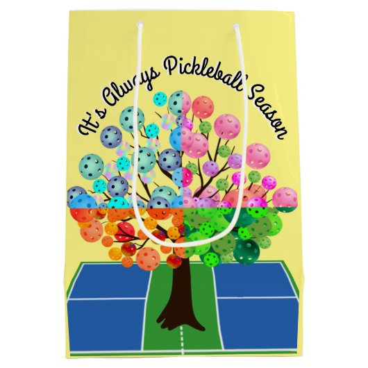 Het is altijd Pickleball Sason - Vier seizoensbome Medium Cadeauzakje (Achterkant)