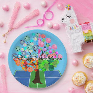 Het is altijd Pickleball Sason - Vier seizoensbome Papieren Bordje