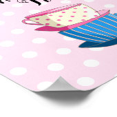 Het is altijd Tea Time Cute Tea Cups Party Pink Poster (Hoek)