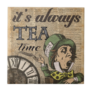 "Het is altijd theetijd" Mad Hatter Dictionary Art Tegeltje
