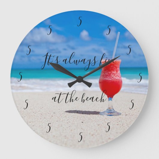 Het is altijd vijf uur bij de Beach Happy Hour Grote Klok (Voorkant)