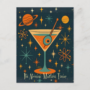 Het is Atomic Martini Tijd Kosmische Sterren Briefkaart