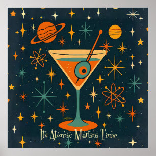 Het is Atomic Martini Tijd Kosmische Sterren Poster