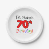Het is Baba's 70ste verjaardag Papieren Bordje (Voorkant)