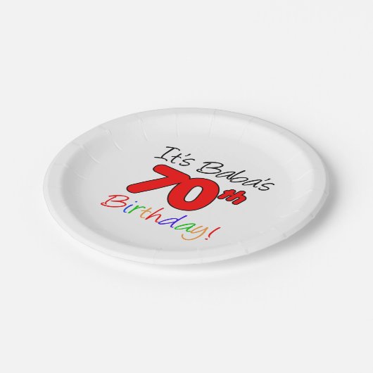 Het is Baba's 70ste verjaardag Papieren Bordje (Gekanteld)