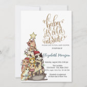 Het is Baby shower Koude Waterverf Pine Tree Cats Kaart (Voorkant)