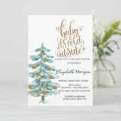 Het is Baby shower Koude Waterverf Pine Tree Kaart (Staand voorkant)