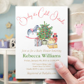 Het is Baby shower met koude winterkerstbomen Kaart