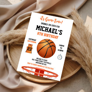 Het is basketbal spel tijd sport jongen verjaardag kaart