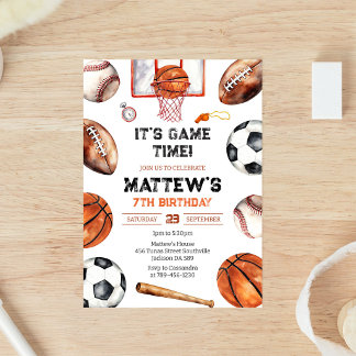 Het is basketbal spel tijd Sport Jongen Verjaardag Kaart