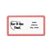 Het is BBQ Time. Rood Gecontroleerde tafelkledij m Etiket (Voorkant)