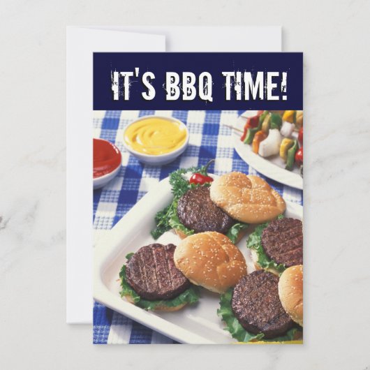 Het is BBQ Time, Summer Barbecue Cookout Kaart (Voorkant)