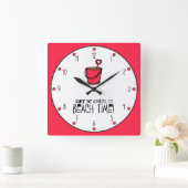 Het is 'Beach Time'. Red Vierkante Klok (Huis)