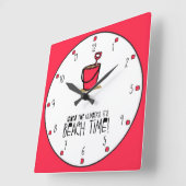 Het is 'Beach Time'. Red Vierkante Klok (Hoek)