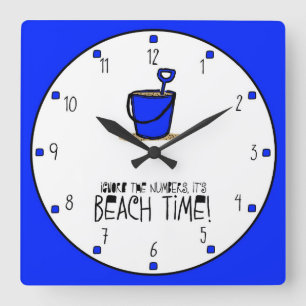 Het is 'Beach Time'. Vierkante Klok