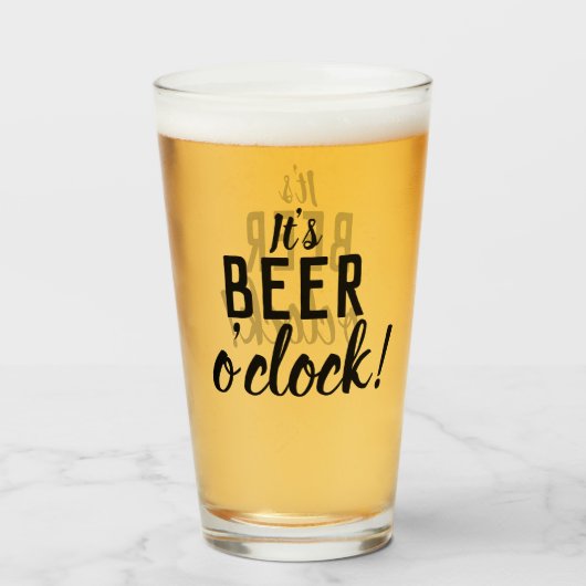 Het is Beer O'Clock Grappig Drink bierglas Glas (Voorkant gevuld)