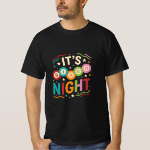 Het is Bingo Avond Kleurrijke Retro Bingo Speler F T-shirt